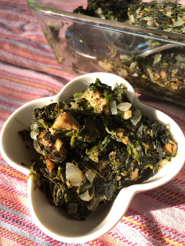 creamy spinach casserole in dish