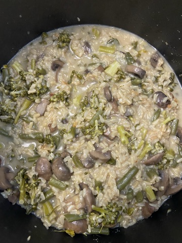 mushroom risotto cooking